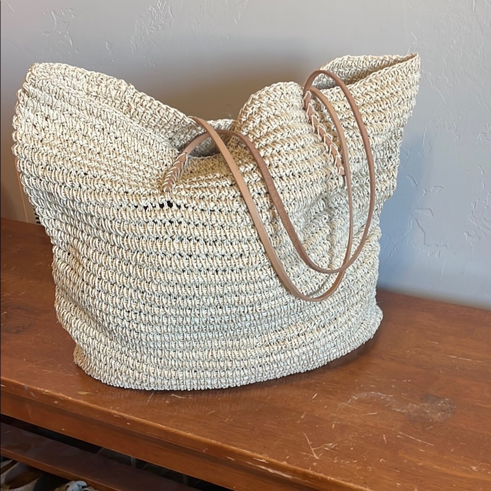 Merona Cream Tote Bag with Handcrafted Design